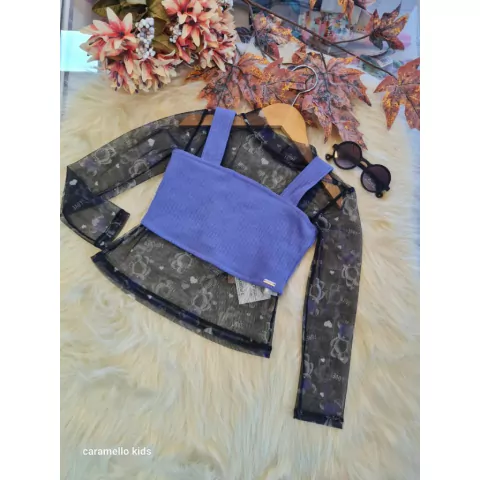 Conjunto Infanti Bears de Blusa em Tule com Top Croped em Canelado Capri-  64270 64270