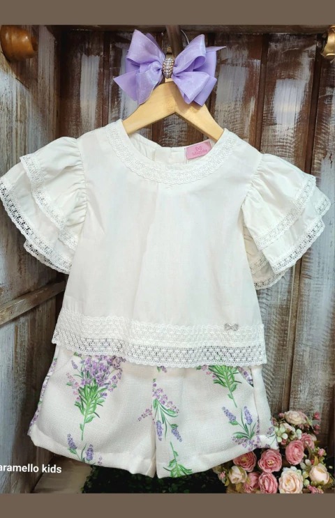 Conjunto Infantil Blusa e Short Lavanda Luluzinha - 040710324 - comprar online