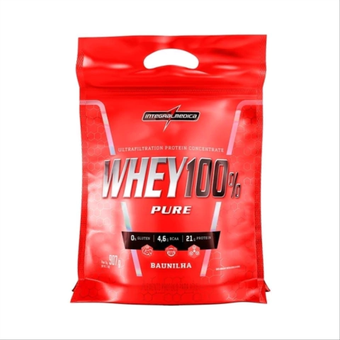 WHEY 100% PURE INTEGRALMEDICA 907G REFIL - BAUNILHA