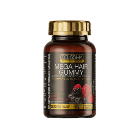 MEGA HAIR GUMMY BELISSIMA 30 GOMAS FRUTAS VERMELHAS