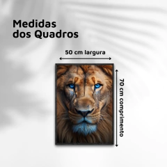 QUADRO LEÃO COM OS OLHOS AZUIS - Quadros & Quadrinhos