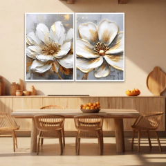 DUPLA DE QUADROS FLORAL PLUMERIA - loja online