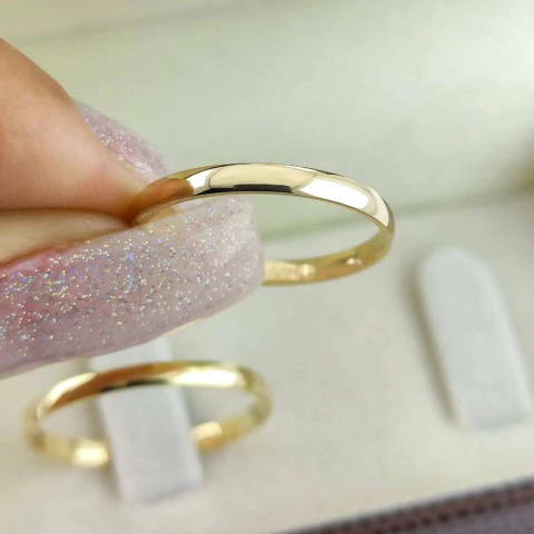 Par de Aliança em Ouro 18k 2mm Abaulada, Polida - comprar online