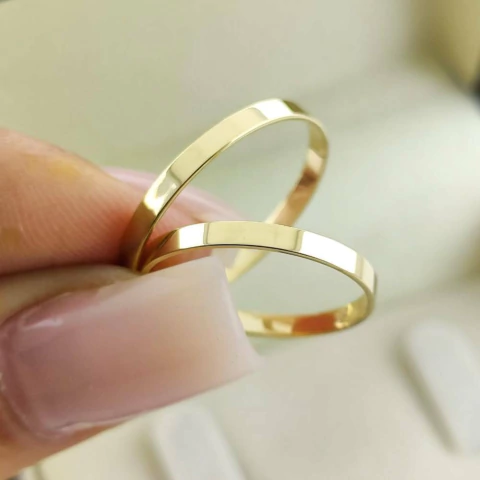 Par de Aliança em Ouro 18k 2mm Reta, Polida - comprar online