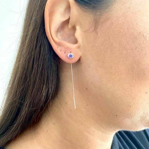 Brinco de Prata Earline Zircônia Redonda - comprar online