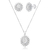 Conjunto de Prata Zircônia Oval Borda Dupla Cravejada - Encanto Pratas