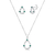 Conjunto de Prata Gota Vazada Cravejada c/ 3 Zircônias Verde