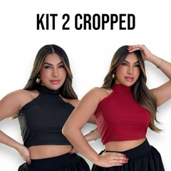 Kit 2 Cropped de Gola Alta sem Manga no Canela Ribana Várias Cores