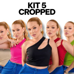 kit 5 Cropped Feminino no Canelado Várias Cores
