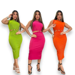 Kit 3 Vestidos Midi No Canelado de Argola Cores Carnaval - comprar online