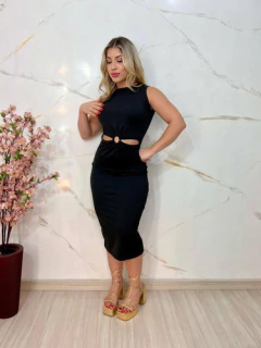 Kit 2 Vestidos Midi Com Detalhe De Argola Na Frente - comprar online