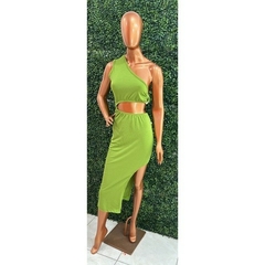 Vestido Midi com detalhe de Argola com Fenda Lateral Longo LVC18 - loja online