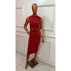 Imagem do Vestido Feminino Midi No Canelado com detalhe de Argola na frente LVC20
