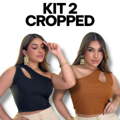 Kit 2 Croppeds Um Ombro Só Feminino – Tecido Canelado | Tamanho Único M – Cores Variadas