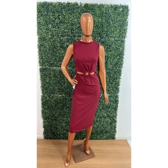 Vestido Feminino Midi No Canelado com detalhe de Argola na frente LVC20 - comprar online