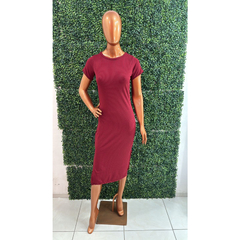 Imagem do Vestido Midi Básico de Manga Com Fenda