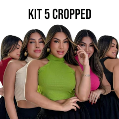 kit 5 Cropped Gola Alta Canelado Sem Manga - comprar online