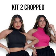 Kit 2 Cropped de Gola Alta sem Manga no Canela Ribana Várias Cores - loja online