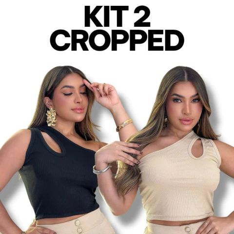 Kit 2 Croppeds Um Ombro Só Feminino – Tecido Canelado | Tamanho Único M – Cores Variadas