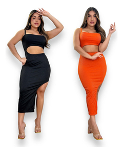 Kit 2 Vestidos Midi Feminino No Canelado De Alcinha na internet