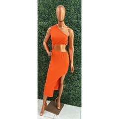 Vestido Midi com detalhe de Argola com Fenda Lateral Longo LVC18