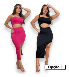 Kit 2 Vestidos Midi Feminino No Canelado De Alcinha - loja online