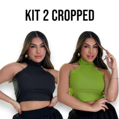 Kit 2 Cropped de Gola Alta sem Manga no Canela Ribana Várias Cores - comprar online