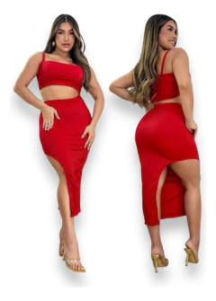 Kit 10 Vestidos Midi No Canelado Com Fenda Lateral Longo na internet