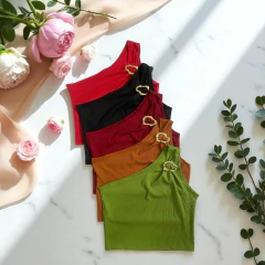 kit 5 Cropped Feminino no Canelado com Detalhe de Argola na internet