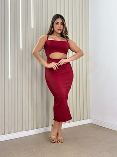 Imagem do Kit 10 Vestidos Midi No Canelado Com Fenda Lateral Longo