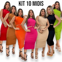Kit 10 Vestidos Midi Feminino Com Detalhe De Argola Longo - comprar online