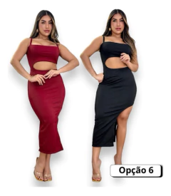 Kit 2 Vestidos Midi Feminino No Canelado De Alcinha - comprar online