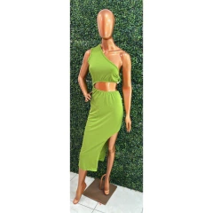 Vestido Midi com detalhe de Argola com Fenda Lateral Longo LVC18 na internet