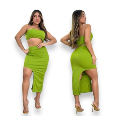 Vestido Midi Tomara que Caia com Fenda Lateral LVC23