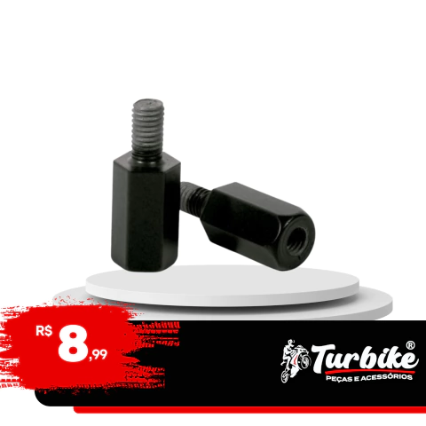 Adaptador Rosca M10 Inversa Direita Para Retrovisor De Motos Da Pra Rosca M10