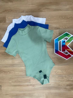 Body Feminino Manga Curta Gola Alta Canelado - Kit Multimarcas