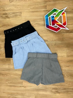 Shorts Feminino Linho Com Cinto E Bolso