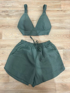 Imagem do Conjunto Feminino De Linho Cropped E Shorts