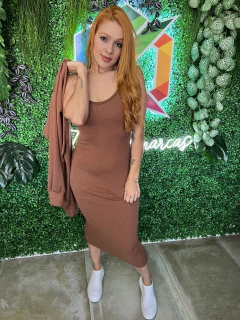 Conjunto Canelado Vestido + Casaco - Kit Multimarcas