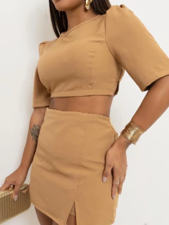 Conjunto Feminino Alfaiataria Cropped E Shorts Saia na internet