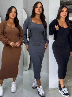 Conjunto Canelado Vestido + Casaco - comprar online