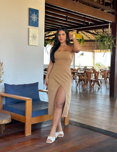 Vestido Midi Alfaiataria Tomara Que Caia