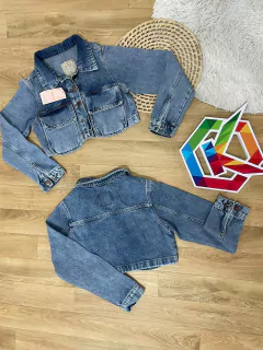 Jaqueta Jeans Feminina Bolso Lateral Frontal