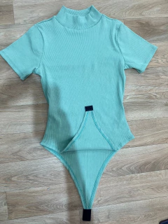 Body Feminino Manga Curta Gola Alta Canelado - loja online
