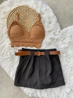 Shorts Saia Feminino Alfaiataria Com Cinto 2 Peças Shorts Atrás - Kit Multimarcas