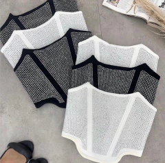 Cropped Corselet Strass Brilho Moda Balada na internet