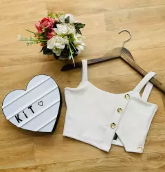 Cropped 3 botão Dourado