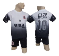 Conjunto Infantil Uniforme De Time De Futebol Corinthians Mesclado - comprar online