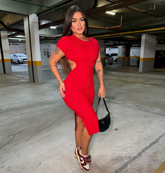 Vestido Mídi canelado aberto na internet