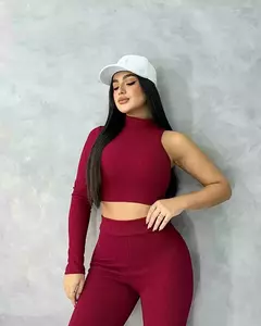 Conjunto Feminino Canelado Cropped e Calça - loja online